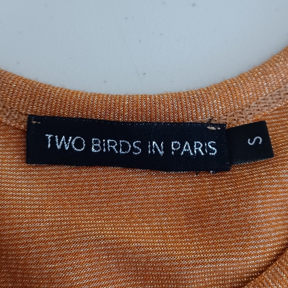 Two Birds in Paris Burnt Orange Metallic Silver Long-Sleeve Top - Picture 9 of 12
